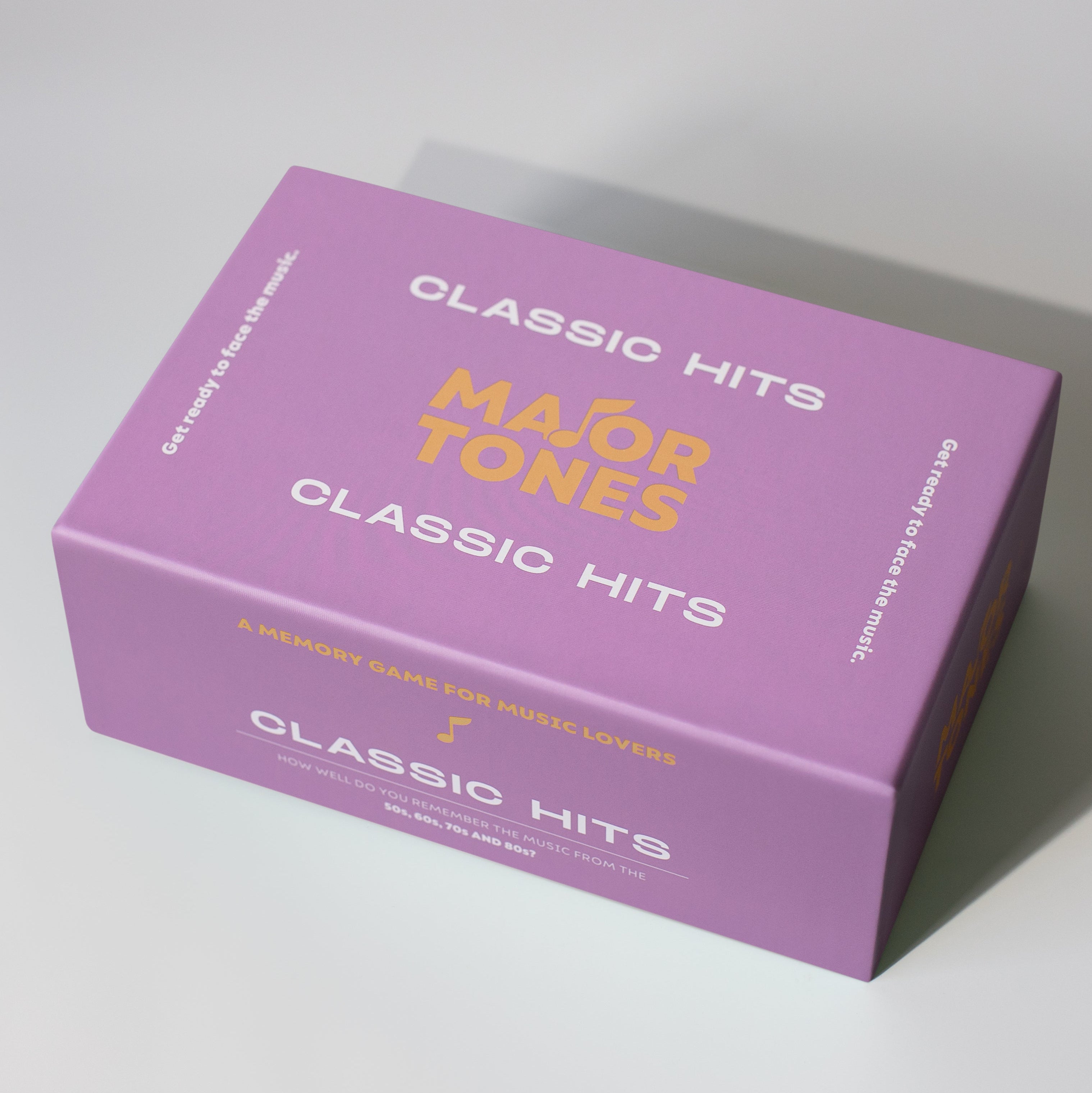 Purple Major Tones classic hits box packaging, front view and side view