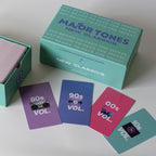Major Tones new classics box with lid off with card examples on table